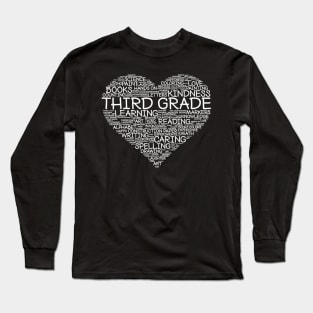 Third Grade Word Heart Tshirt 3Rd Grade Student  Teacher Long Sleeve T-Shirt